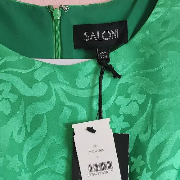 SALONI 100% Silk Green Bianca Midi Dress NWT Size 10 - Picture 7 of 17